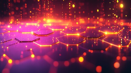 Fototapeta premium Faintly glowing hexagons creating a minimalist abstract pattern.