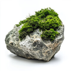 Moss covered rock with vibrant greenery and natural texture