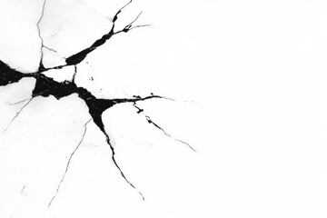 Cracked white surface background with black fissures