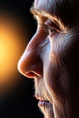 Side profile close-up with slight wrinkles around the mouth