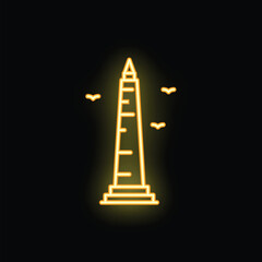 Neon icon representing the washington monument, a famous obelisk located in washington d.C., the capital of the usa