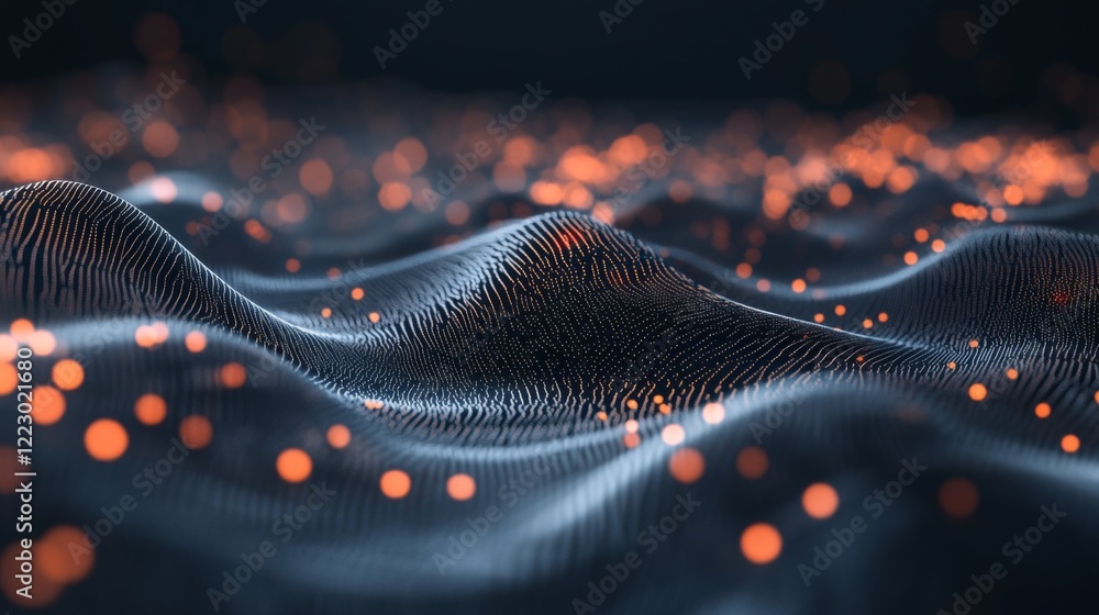 Leinwandbilder a digital representation of futuristic line patterns with glowing effects in neon colors, set agains