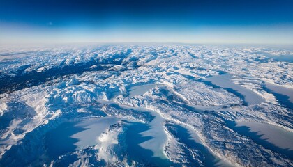 Aerial View of Snowy Landscapes in Greenland