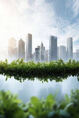 Obraz premium Urban Skyline with Greenery and Nature Elements