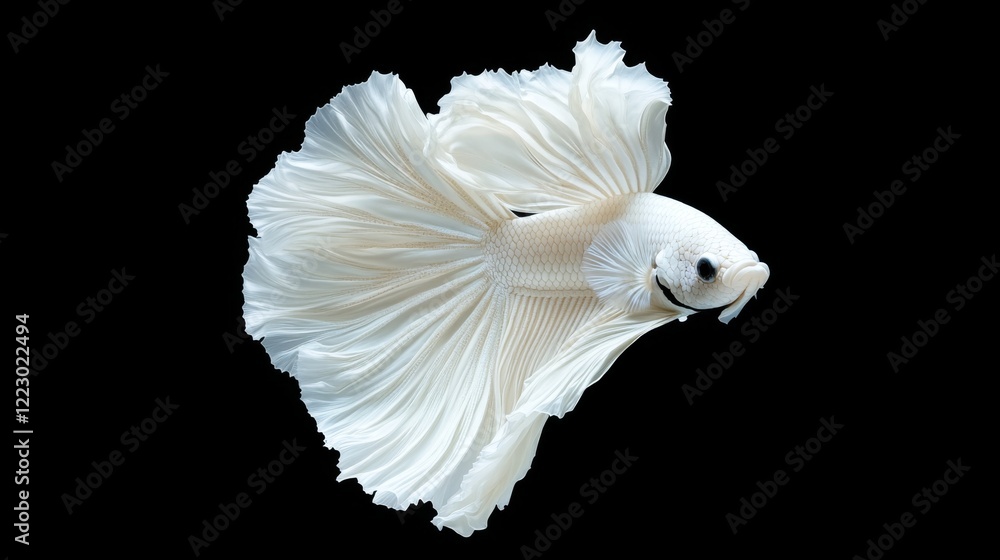 Poster A dynamic image capturing a betta fish in mid-swim, its fins elegantly trailing behind, set against a minimalist background to highlight its beauty