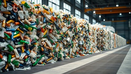 Recycled Plastic Bales - Recycling Process - Compacted Plastic Stacks - Industrial Recycling