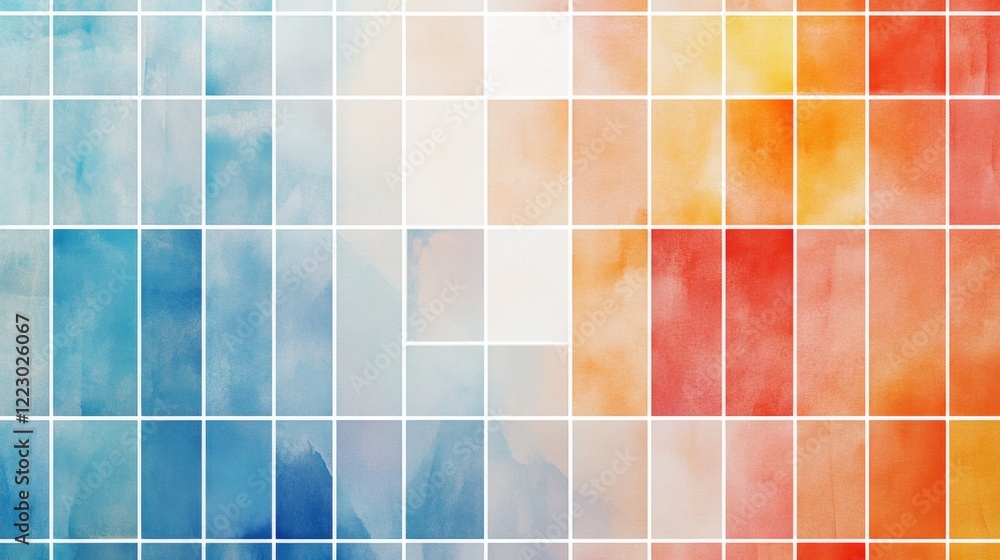 Poster a heatmap graph with gradient color blocks transitioning from cool blues to warm reds, displayed on 