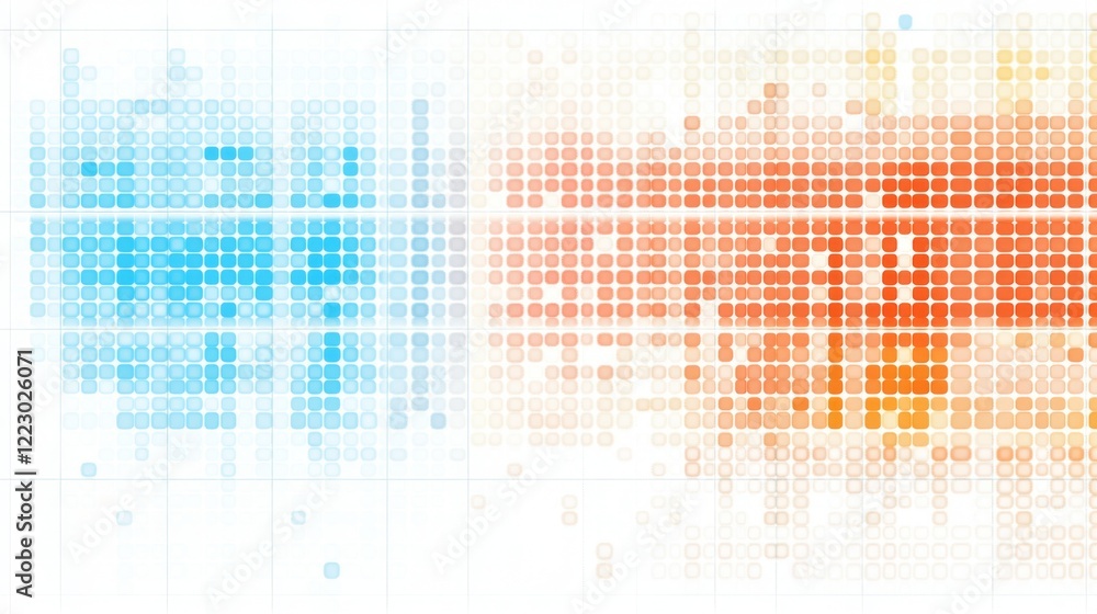 Poster a heatmap graph with gradient color blocks transitioning from cool blues to warm reds, displayed on 