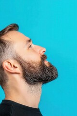 Fototapeta premium Side profile with visible laugh lines in a relaxed expression