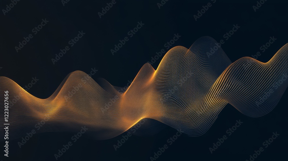 Poster a minimalistic line chart in golden hues on a dark background, with a steady upward trend symbolizin
