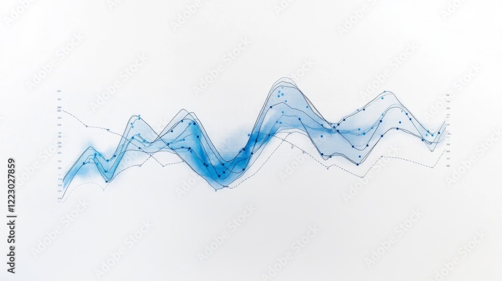Aufkleber a minimalist line graph with a continuous upward trend in blue against a white background, highlight