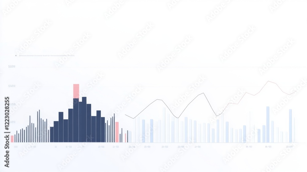 Aufkleber A modern combination chart displaying both line and bar graphs for comprehensive financial analysis, arranged on a clean white background for clarity