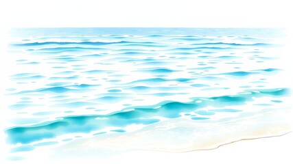Serene Watercolor Beach Day - Tranquil Ocean Clipart