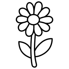 cute kawaii Flower outline cartoon doodle illustration