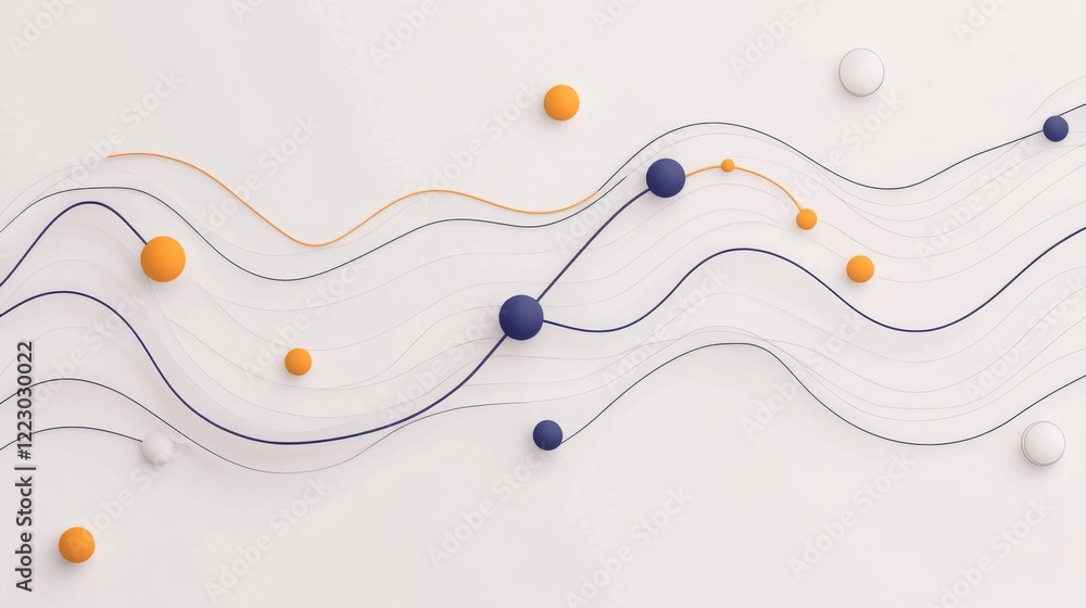 Poster a professional scatter plot with data points representing business metrics, set against a soft gray 