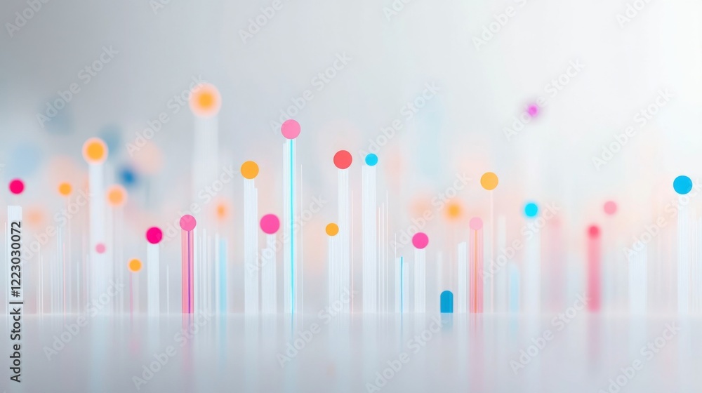 Poster a professional scatter plot with data points representing business metrics, set against a soft gray 