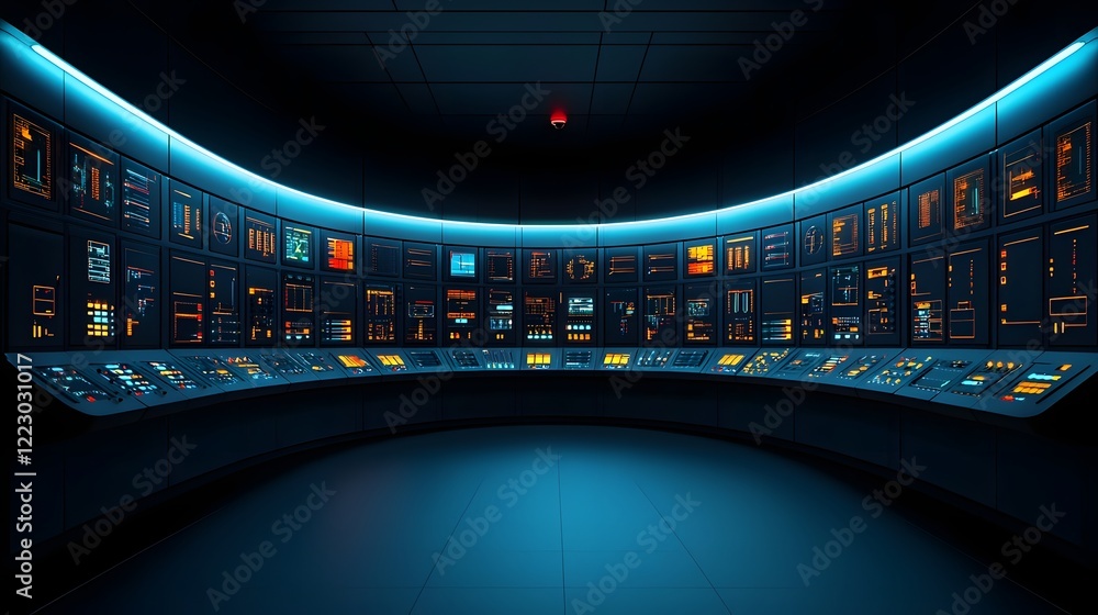 Poster luminous urban energy hub a 3d of a futuristic power control center with a sleek technological inter