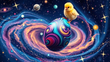 A surreal cosmic whirlpool with planets and stars in a dreamlike galaxy.