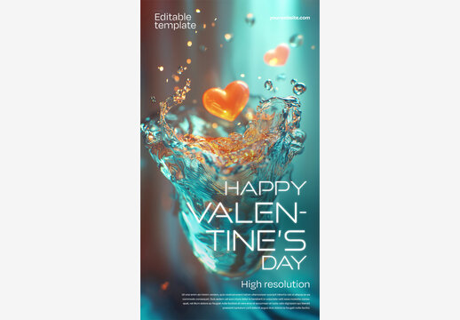Celebrate Love with a Stunning Happy Valentine's Day Flyer Template for Clubs & Parties - Creative PSD Design Valentine's Day Template
