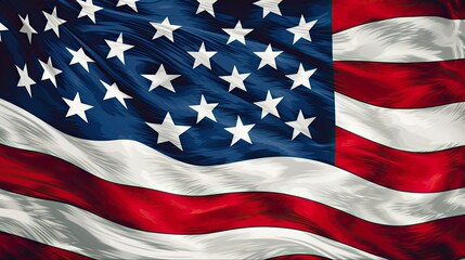 Obraz premium USA National Flag Illustration: Celebrating American Unity with Stars and Stripes Banner