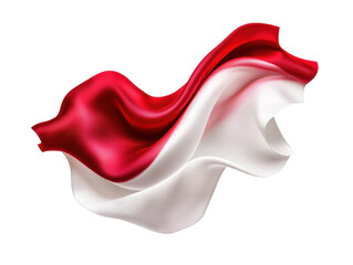 Isolated Red and White Flowing Fabric