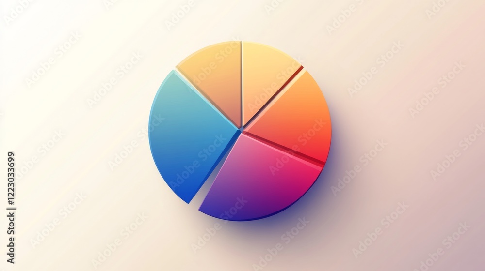 Aufkleber a simple circular graph in gradient colors with sections divided by clean lines, set on a light back