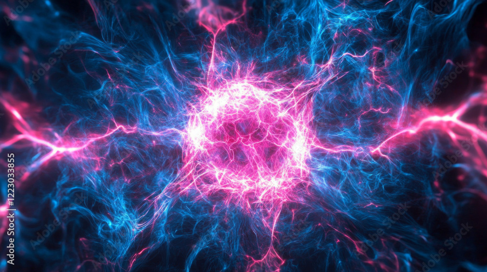 Poster vibrant energy bursts create a captivating display of color and motion in a dynamic cosmic landscape