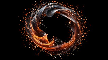 Mesmerizing 3D depicting a self learning network with luminous data nodes swirling and intertwining in a dynamic fiery vortex of energy and power