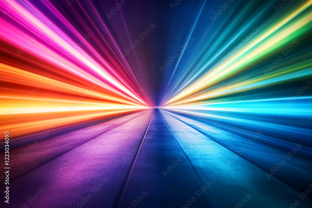 Aufkleber vibrant light rays creating a colorful spectrum with dynamic motion blurs in a dark setting