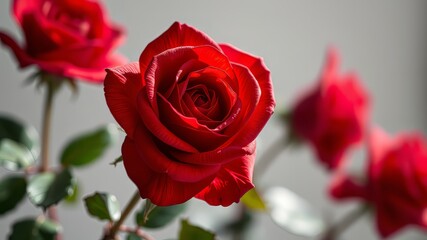 Fototapeta premium Stunning Red Rose, Deep Focus, Photorealistic