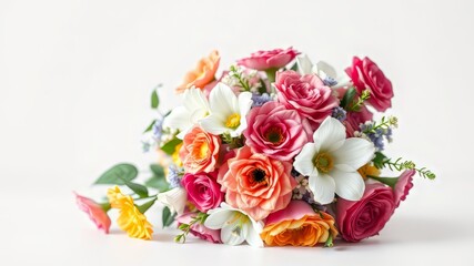 Fototapeta premium Stunning Wedding Bouquet, White Background, High-Quality Image