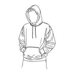 Hoodie Style Line Illustration - Minimalist Art for Urban Men - Man in Hoodie Vector - Man in Hoodie Doodle - Hoodie Illustration - Man in Hoodie Line Art
