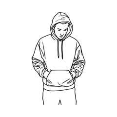 Hoodie Outfit Line Drawing - Minimalist Art for Men’s Fashion - Man in Hoodie Vector - Man in Hoodie Doodle - Hoodie Illustration - Man in Hoodie Line Art
