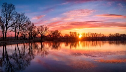 Obraz premium sunset over the river