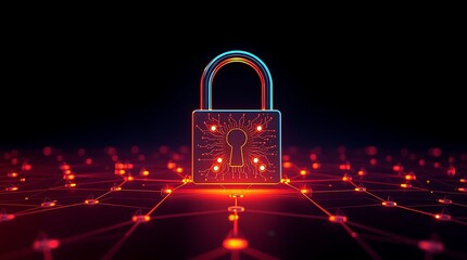 Cybersecurity and Network Protection – Security Padlock Background for Data Safety, copy space background, cyber attack, cyber security

