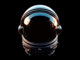 Fototapeta premium levitating astronaut helmet black background