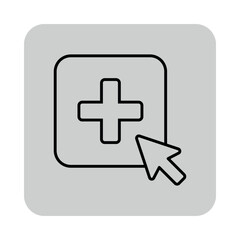 Fototapeta premium Simple line icon of plus symbol within square, indicating adding or increasing in medical context. Growth in healthcare concept
