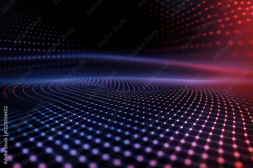 Aufkleber a dark blue and red background with a lot of dots. the dots are in different sizes and colors