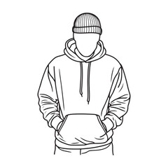 Man in Hoodie Silhouette Art - Stylish Hoodie Line Drawing - Man in Hoodie Vector - Man in Hoodie Doodle - Hoodie Illustration - Man in Hoodie Line Art

