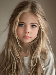 Fototapeta premium Little girl in an urban setting smiles at the camera.