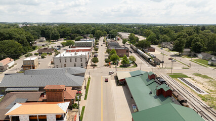 Coopersville, Michigan downtown aerial view.