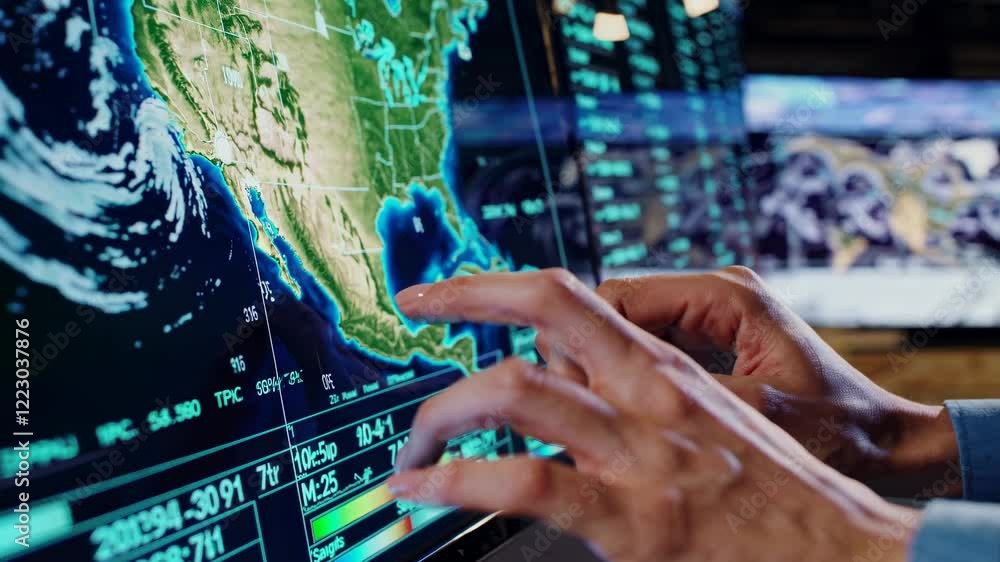 Poster interactive map exploration in a modern tech hub showcasing geographic data and analysis methods