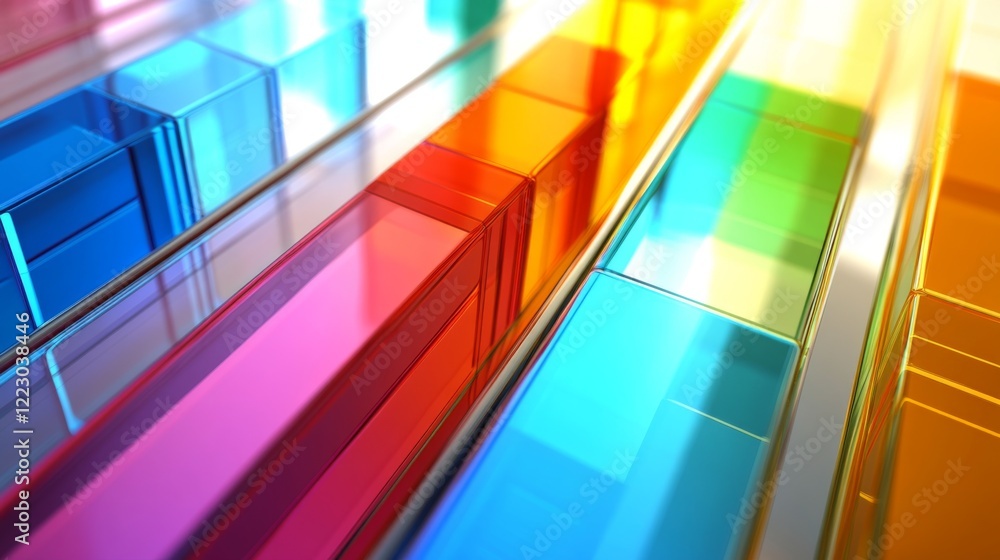 Aufkleber a transparent d bar chart with vibrant bars of varying heights on a light background, creating a vis