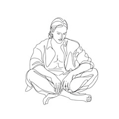 Relaxed Pose Minimalist Vector Art - Line Illustration for Men - Man in Relax Pose Vector - Man Relaxing Doodle - Relaxation Illustration - Man in Relax Pose Line Art
