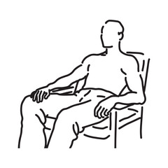 Man Relaxing in Calm Pose Silhouette - Peaceful Line Art Design - Man in Relax Pose Vector - Man Relaxing Doodle - Relaxation Illustration - Man in Relax Pose Line Art
