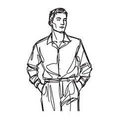 Relaxed Man Digital Line Art - Peaceful Outline Sketch - Man in Relax Pose Vector - Man Relaxing Doodle - Relaxation Illustration - Man in Relax Pose Line Art
