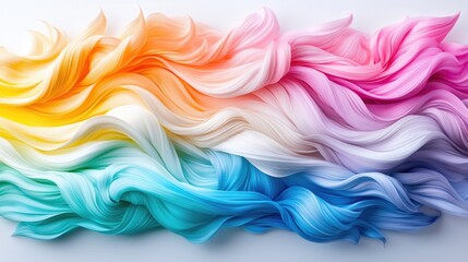 Fototapeta premium Colorful abstract swirls, flowing paint texture, vibrant gradient, white background, design element
