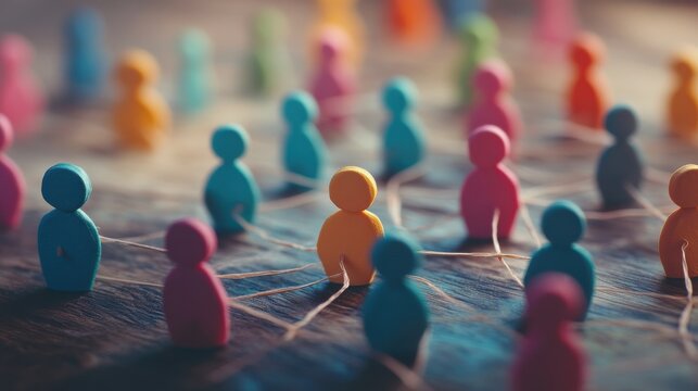 Conceptual image of networking and connections with colorful figures symbolizing communication