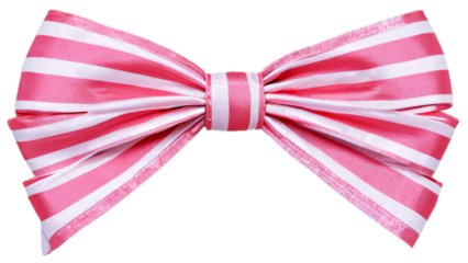 a detailed image of a pink and white striped bow, showcasing the texture and folds of the ribbon, with the bow tied in an elegant and balanced manner.