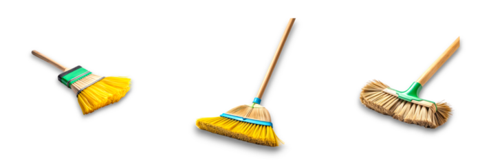 Isolated brooms on transparent background, perfect for cleaning tasks